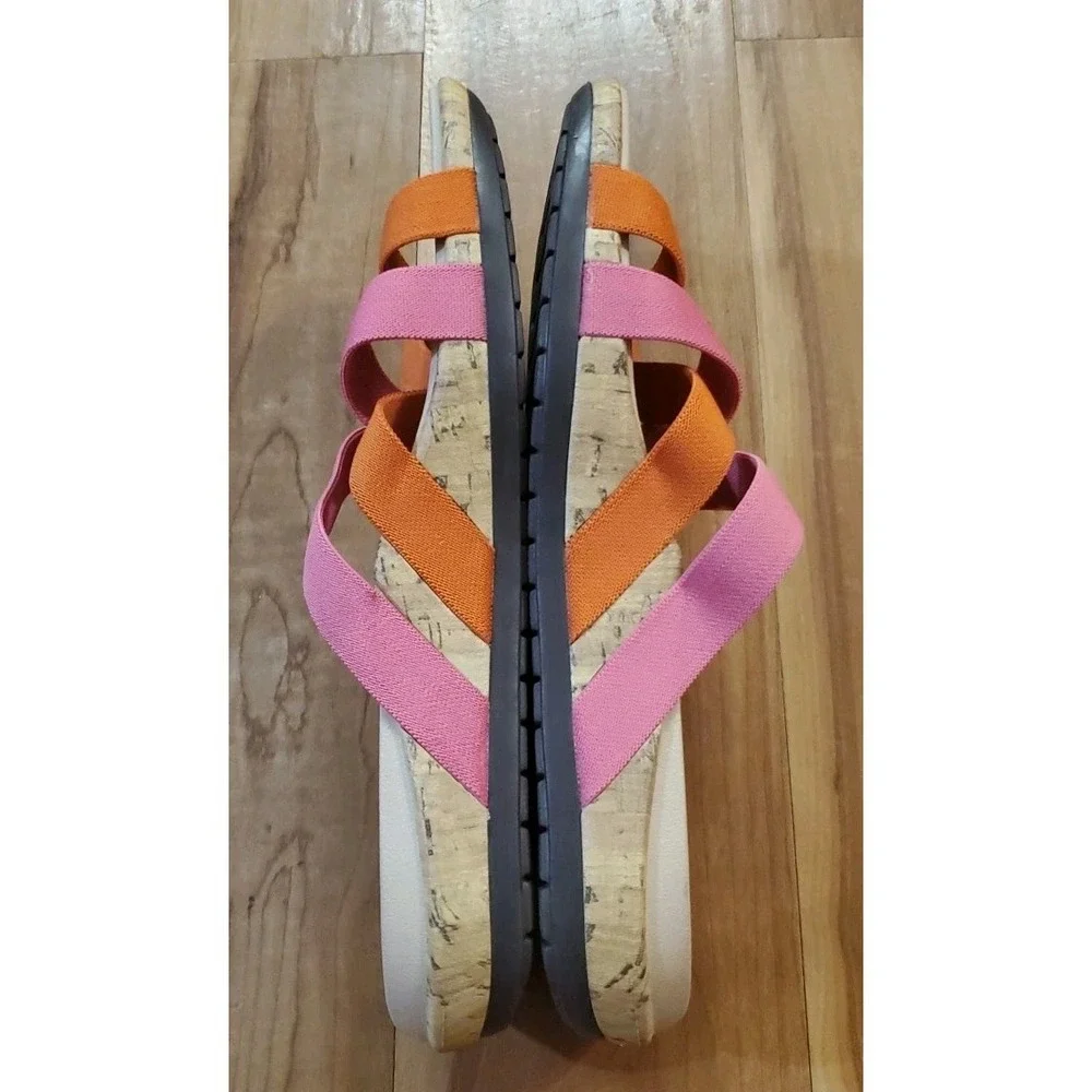 Crocs Edie Stretch Sandals Womens 10 Pink Orange‎ Slides Criss Cross Straps